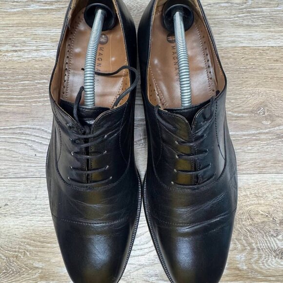 Magnanni Toledo Black Leather Cap Toe Oxford Dress Shoe Men\'s Size EU 44.5